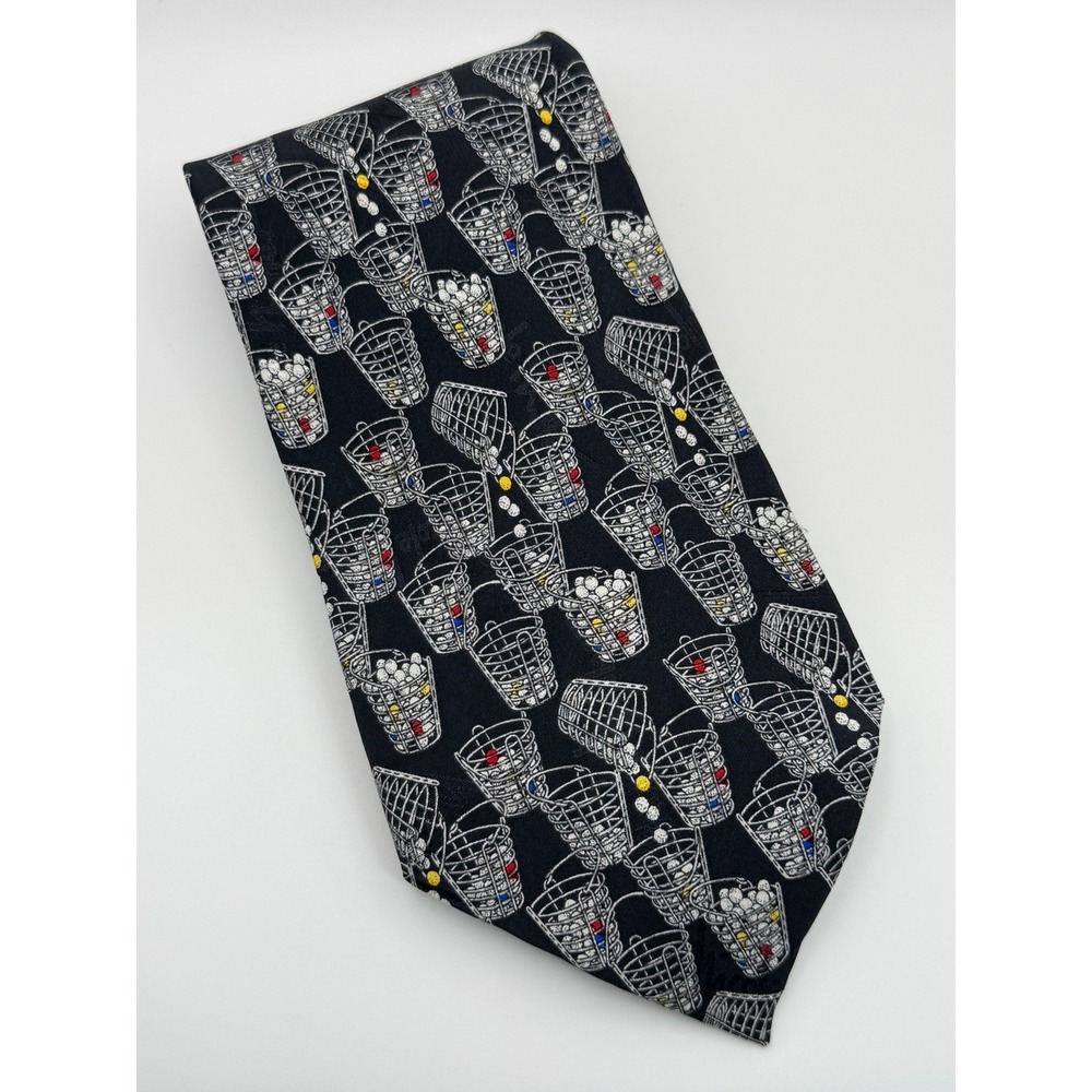 Nicole Miller Silk Tie OS Golf Range Bucket Novelty Sporty Preppy Retro 90s